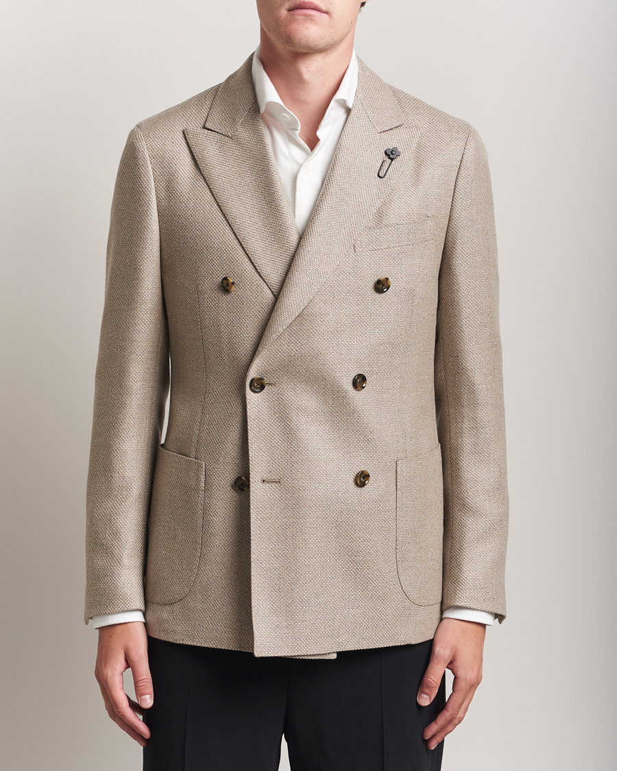 Heren | Blazers | Lardini | Double Breasted Wool/Silk/Cashmere Blazer Beige