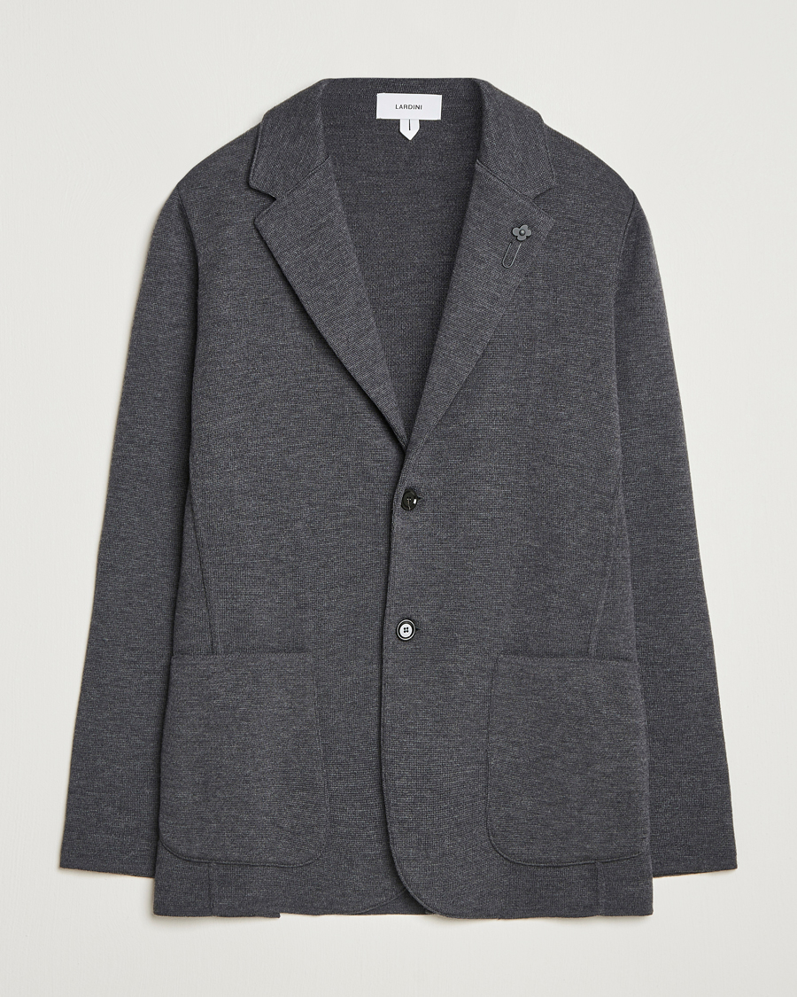 Heren | Blazers | Lardini | Knitted Wool Blazer Dark Grey