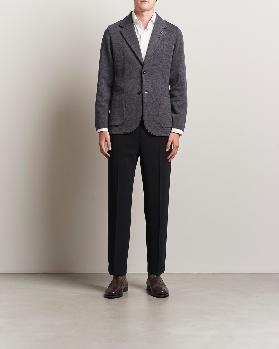Heren | Blazers | Lardini | Knitted Wool Blazer Dark Grey