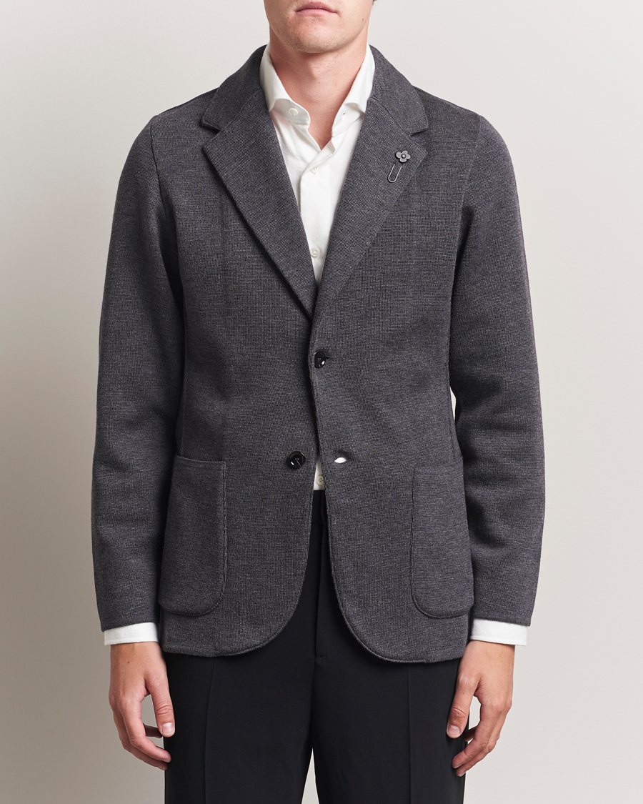 Heren | Blazers | Lardini | Knitted Wool Blazer Dark Grey