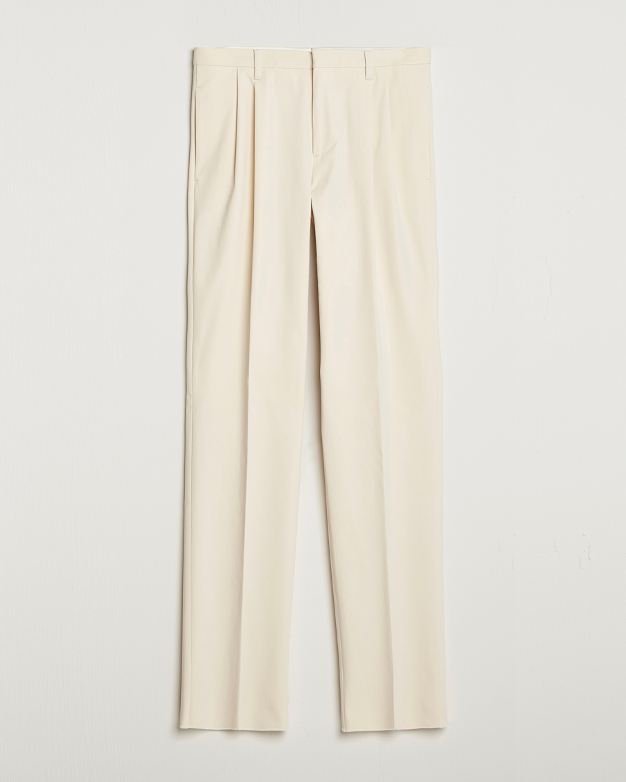 Heren | Broeken | Lardini | Double Pleated Cotton Stretch Trousers Off White