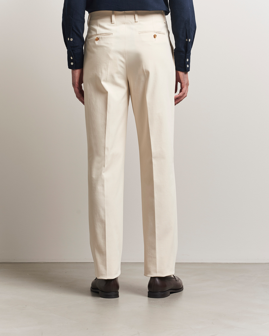 Heren | Broeken | Lardini | Double Pleated Cotton Stretch Trousers Off White