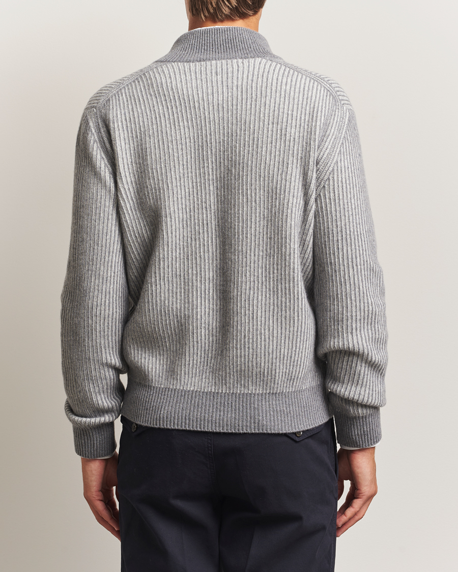 Heren | Truien | Lardini | Wool/Cashmere Knitted Full Zip Grey