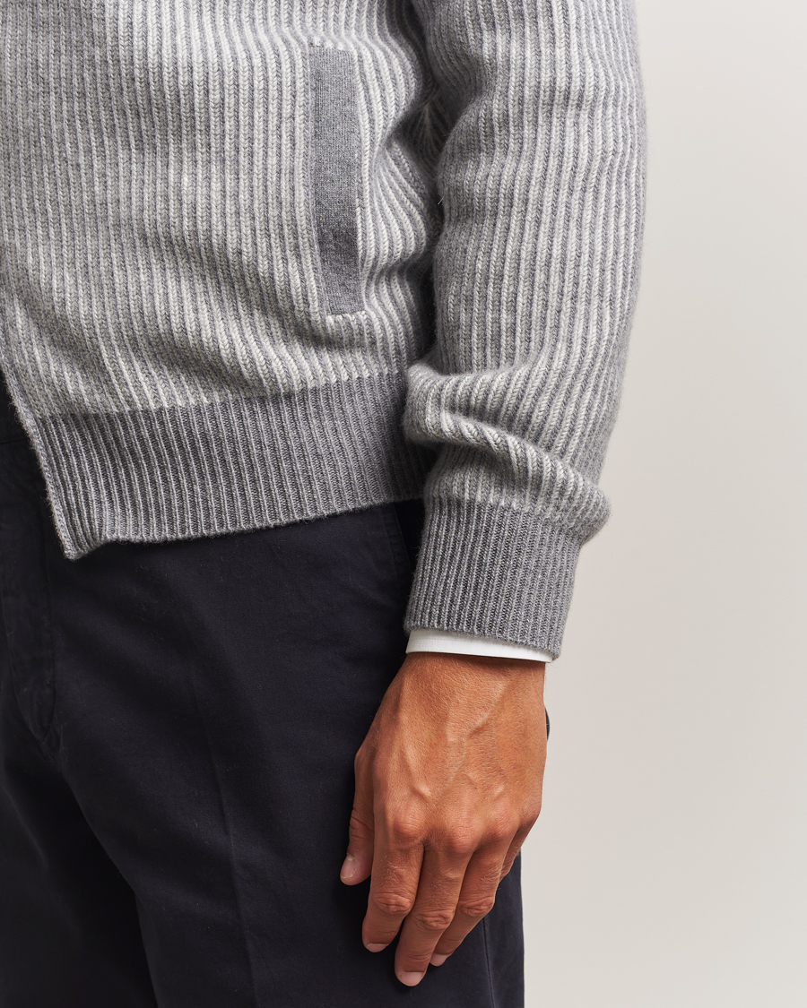 Heren | Truien | Lardini | Wool/Cashmere Knitted Full Zip Grey
