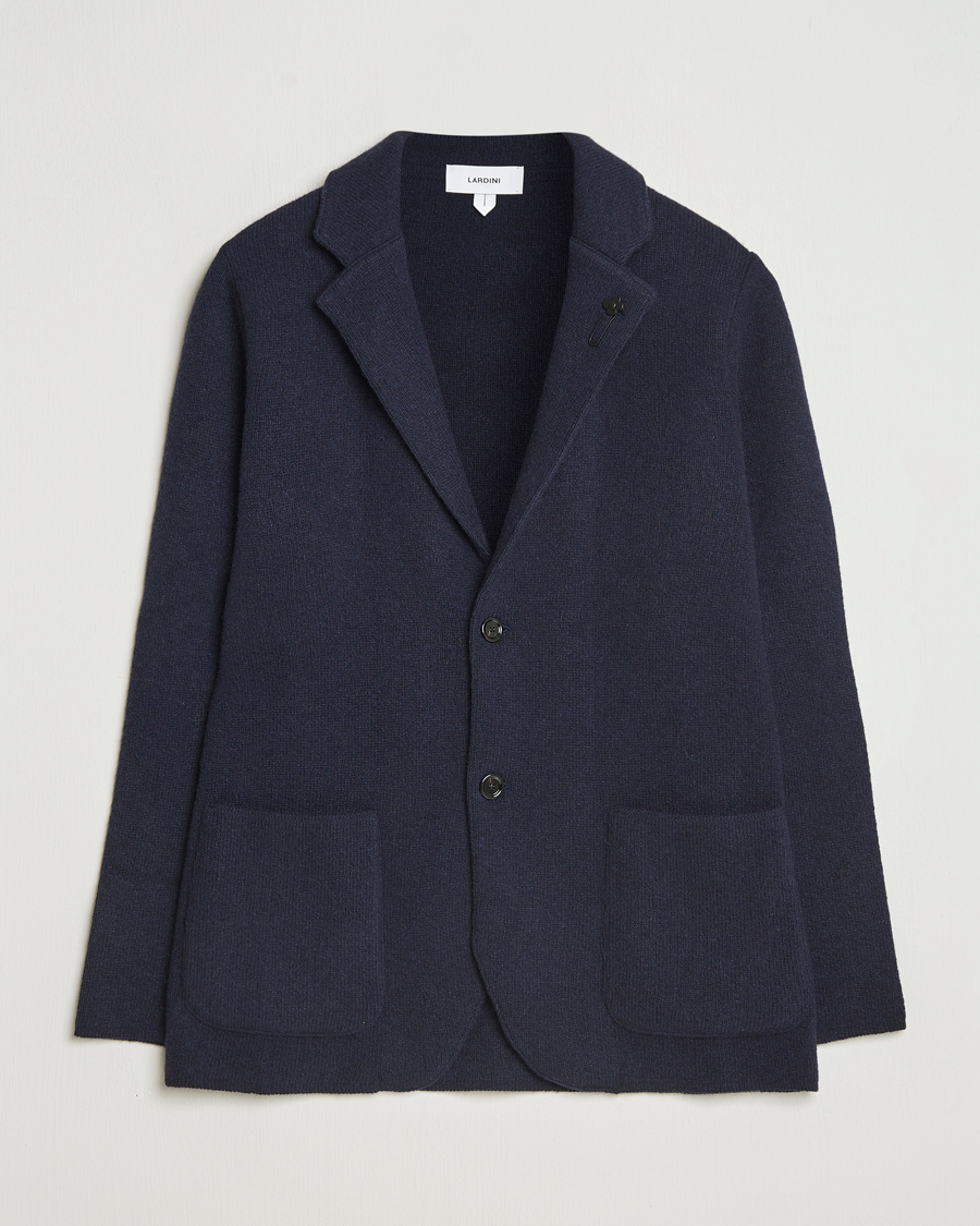 Heren | Blazers | Lardini | Recycled Cashmere Knitted Blazer Navy