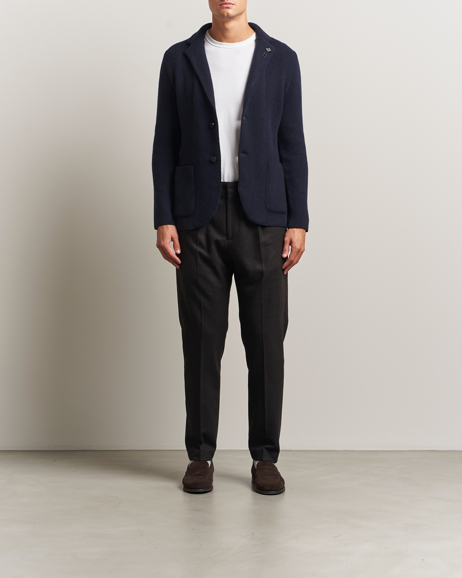 Heren | Blazers | Lardini | Recycled Cashmere Knitted Blazer Navy
