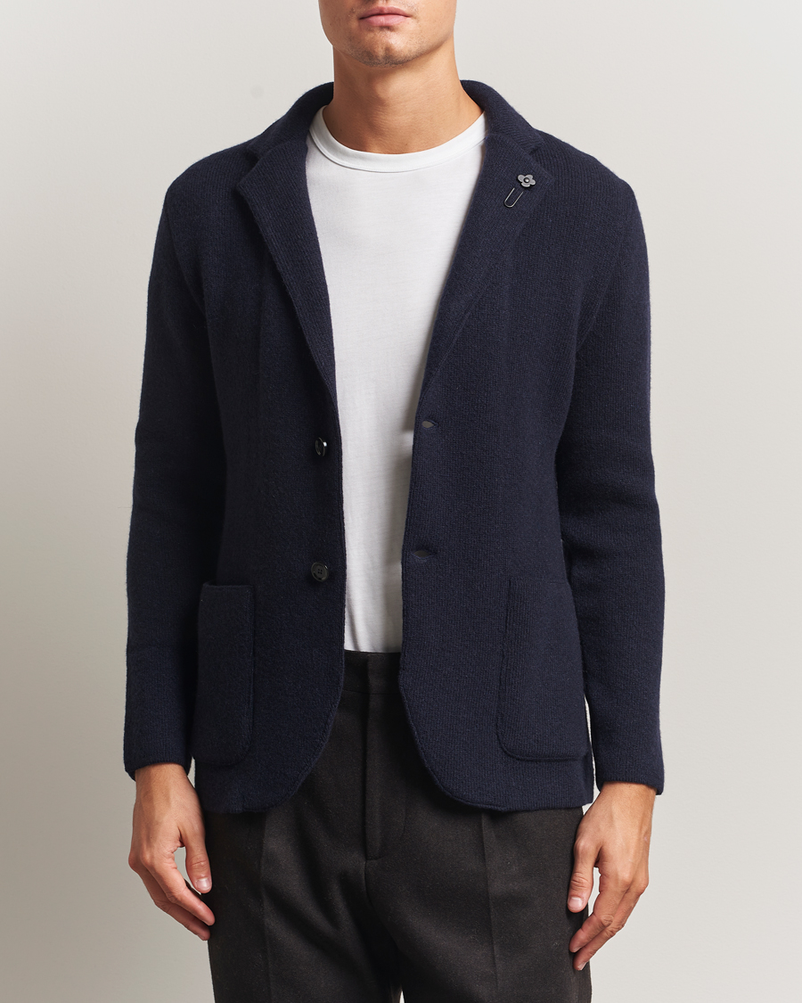 Heren | Blazers | Lardini | Recycled Cashmere Knitted Blazer Navy
