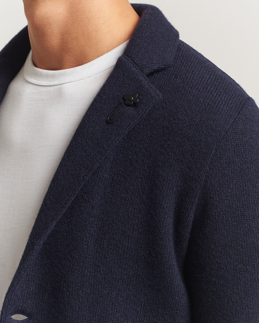 Heren | Blazers | Lardini | Recycled Cashmere Knitted Blazer Navy