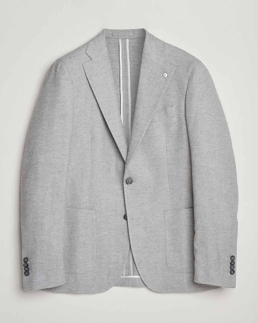 Heren | Blazers | L.B.M. 1911 | Jack Herringbone Cotton Blazer Light Grey