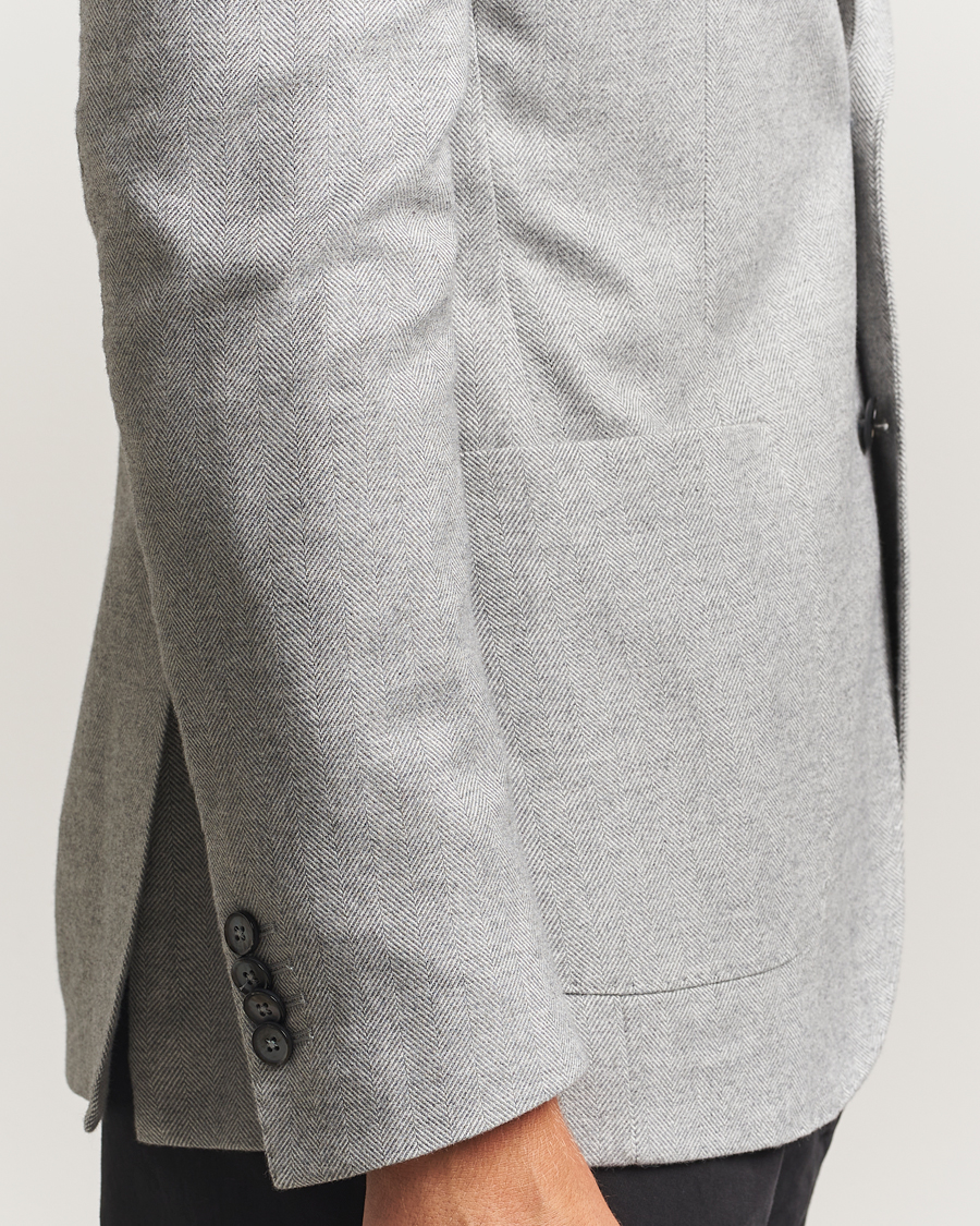 Heren | Blazers | L.B.M. 1911 | Jack Herringbone Cotton Blazer Light Grey