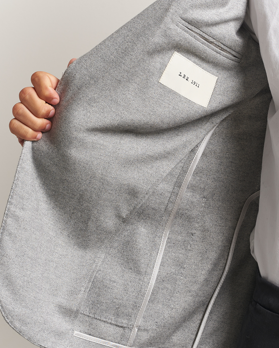 Heren | Blazers | L.B.M. 1911 | Jack Herringbone Cotton Blazer Light Grey