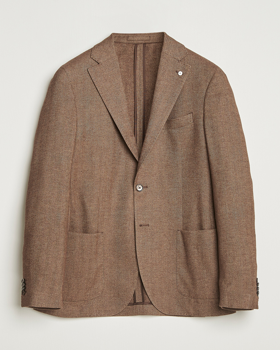 Heren | Blazers | L.B.M. 1911 | Jack Herringbone Cotton Blazer Brown