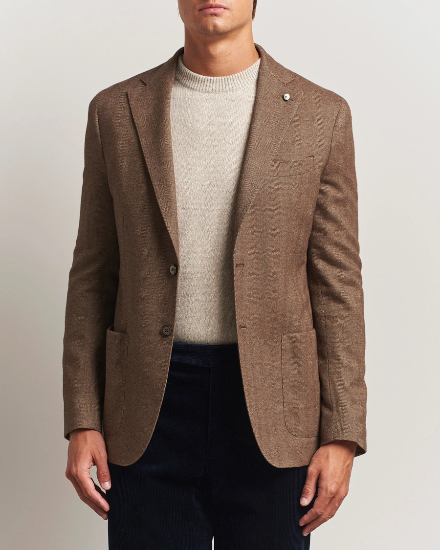 Heren | Blazers | L.B.M. 1911 | Jack Herringbone Cotton Blazer Brown