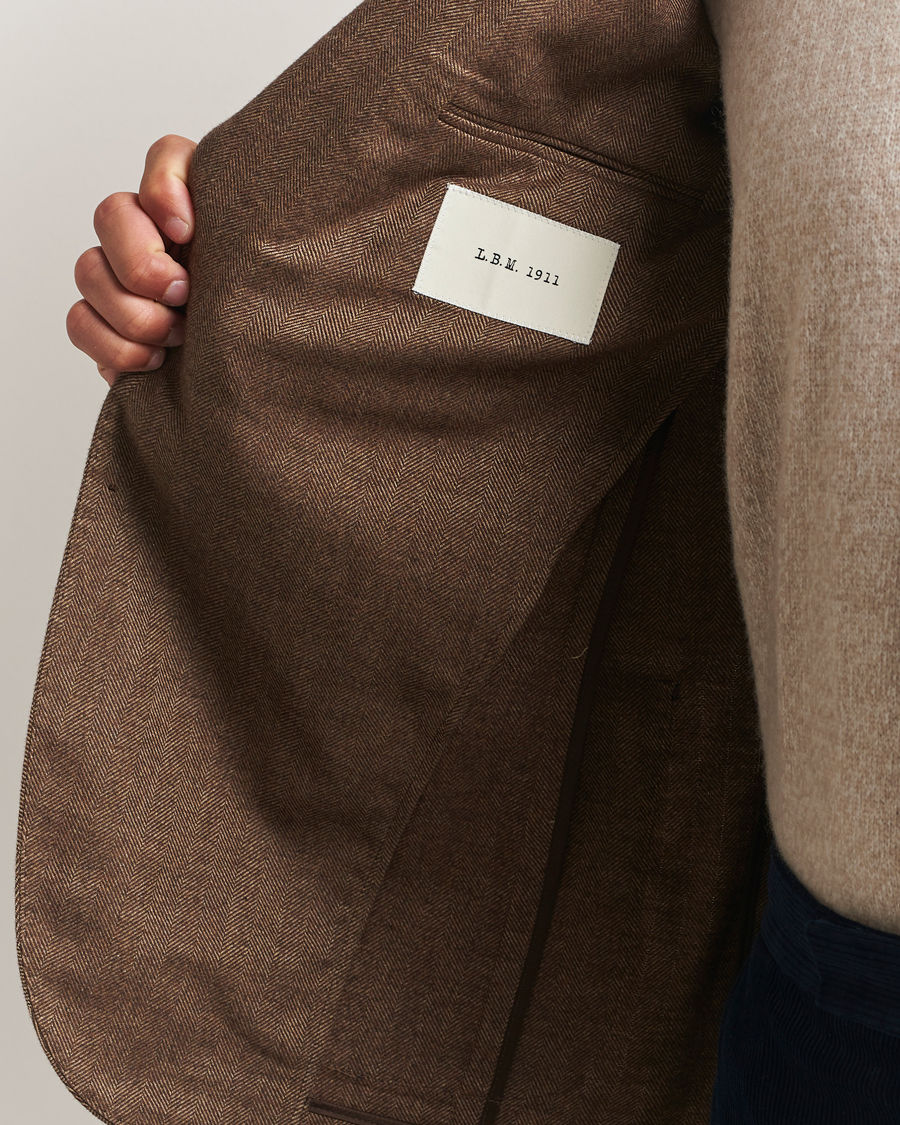 Heren | Blazers | L.B.M. 1911 | Jack Herringbone Cotton Blazer Brown