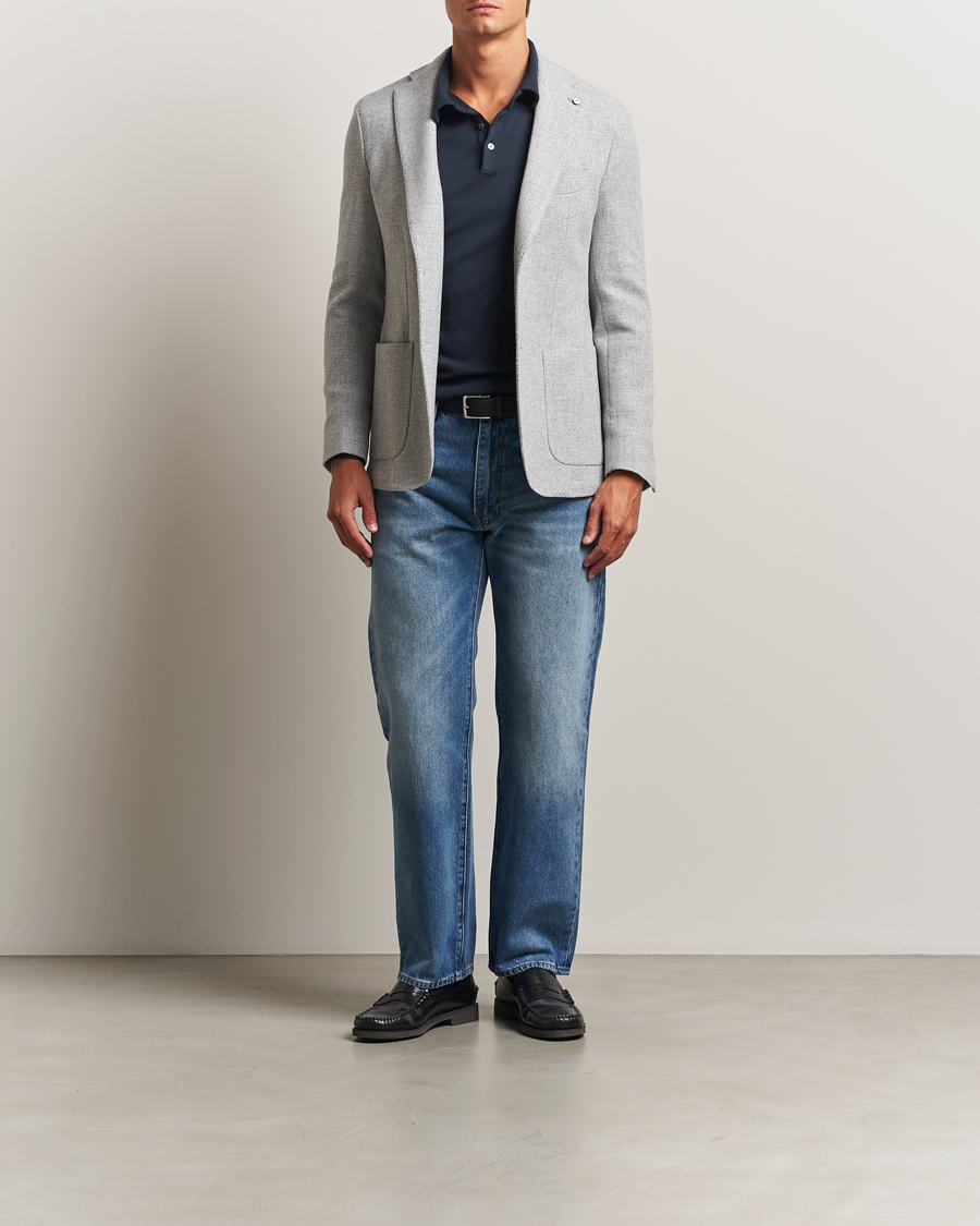 Heren | Blazers | L.B.M. 1911 | Jack Fly Knitted Wool Blazer Light Grey