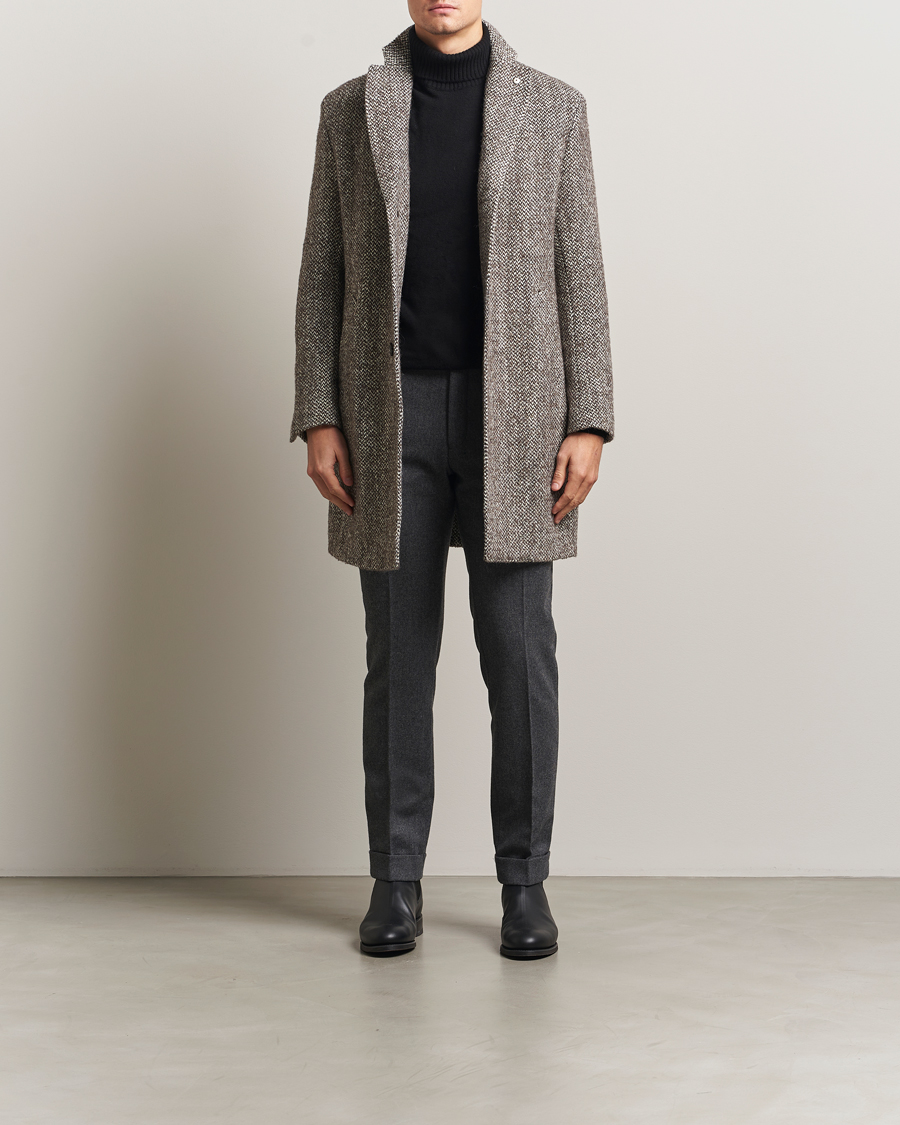 Heren | Jassen | L.B.M. 1911 | Structure Wool Coat Brown