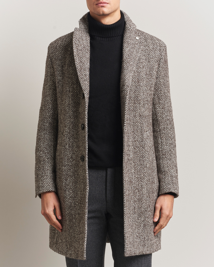 Heren | Jassen | L.B.M. 1911 | Structure Wool Coat Brown