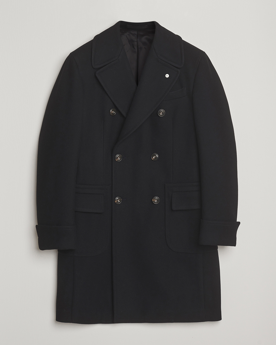 Heren | Jassen | L.B.M. 1911 | Double Breasted Wool/Cashmere Coat Black