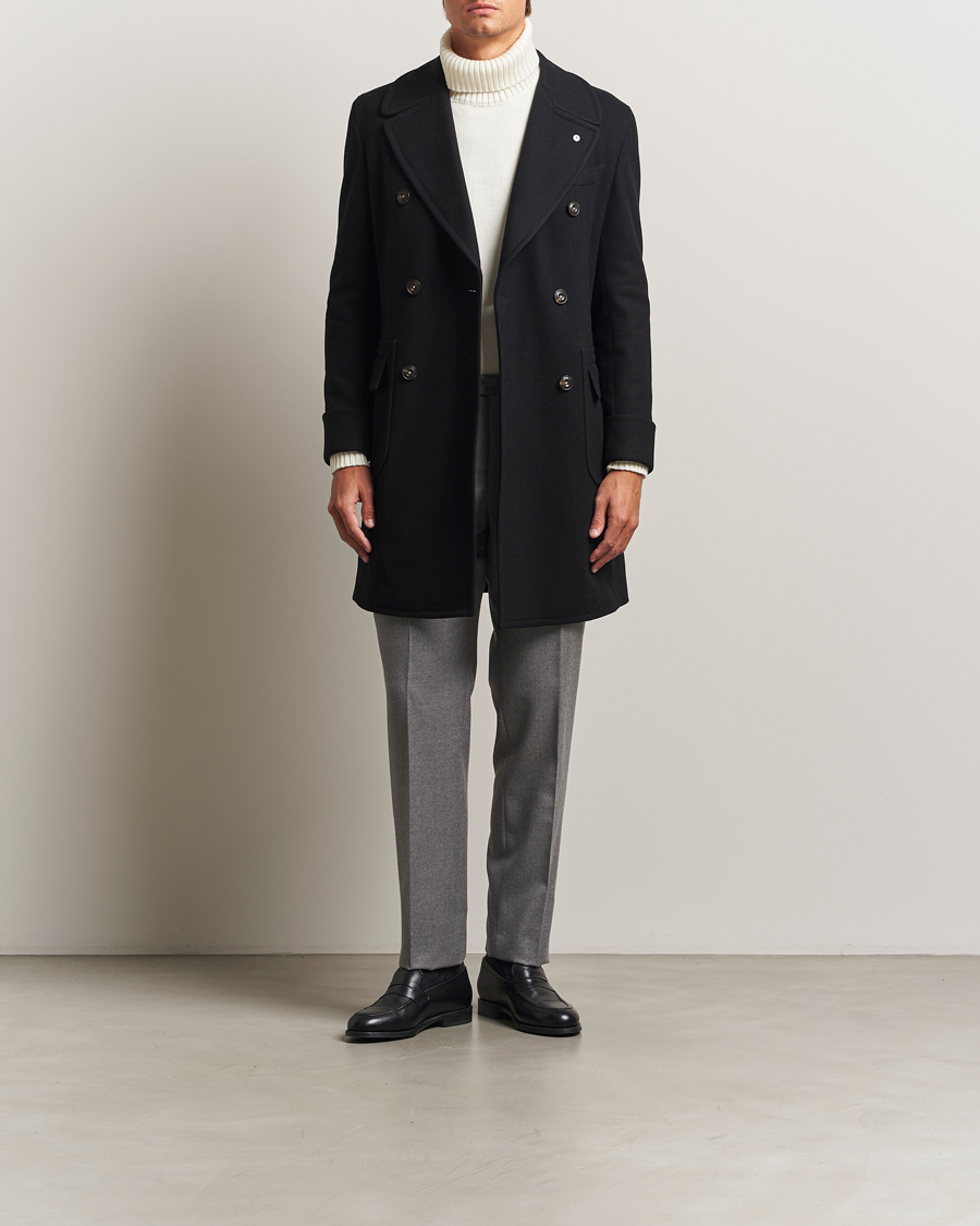 Heren | Jassen | L.B.M. 1911 | Double Breasted Wool/Cashmere Coat Black