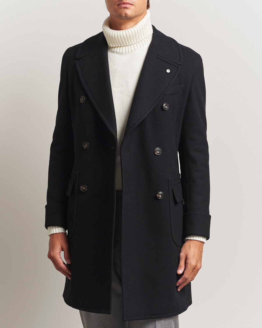 Heren | Jassen | L.B.M. 1911 | Double Breasted Wool/Cashmere Coat Black
