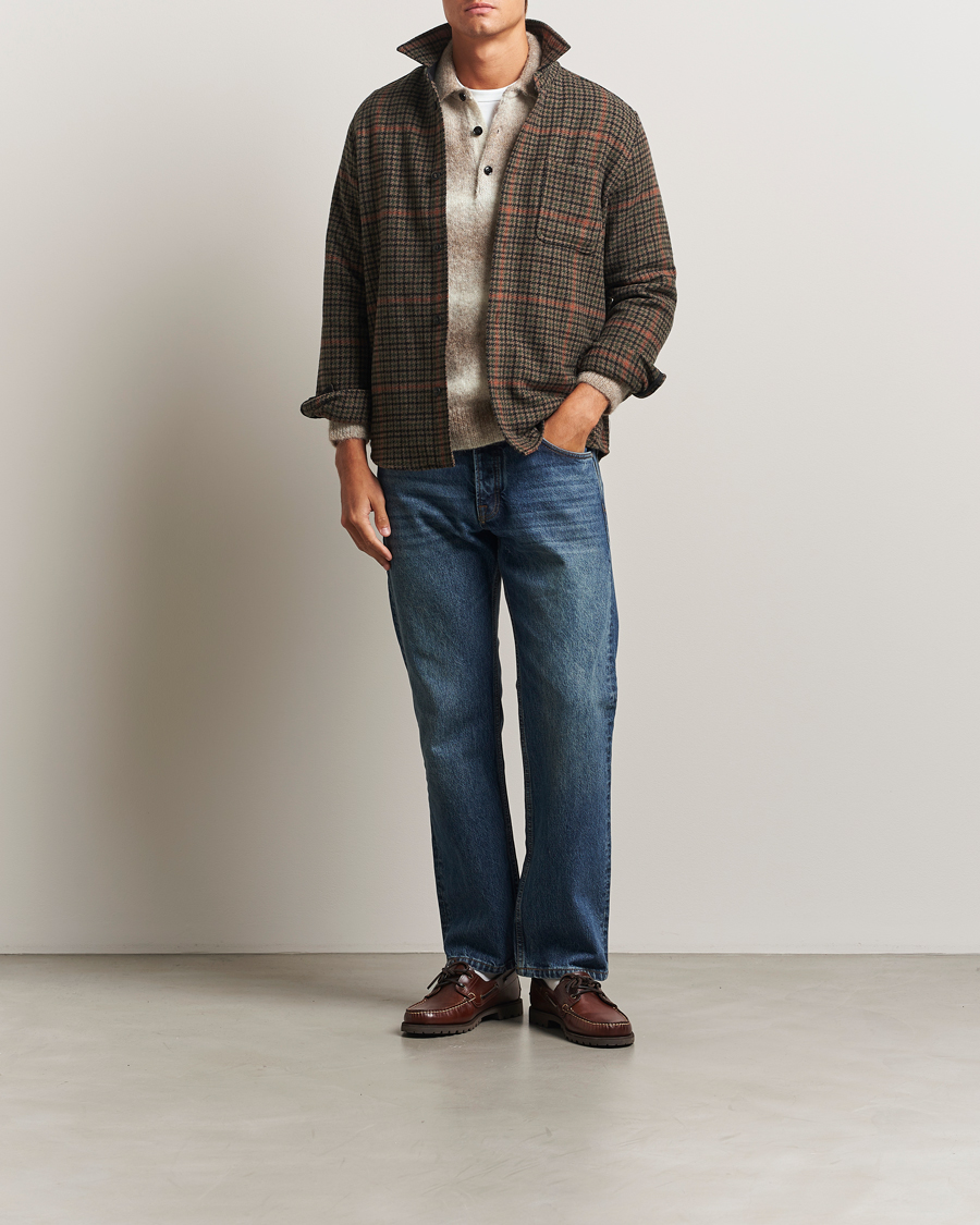 Heren | Overhemden | LES DEUX | Kody Houndstooth Wool Overshirt Brown