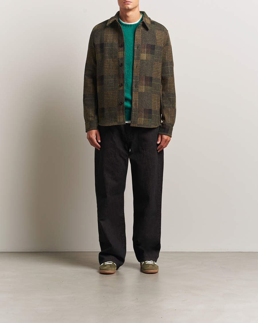Heren | Overhemden | LES DEUX | Kody Patchwork Wool Overshirt Green