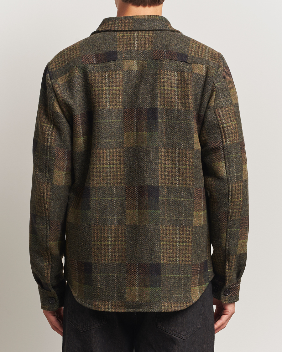 Heren | Overhemden | LES DEUX | Kody Patchwork Wool Overshirt Green