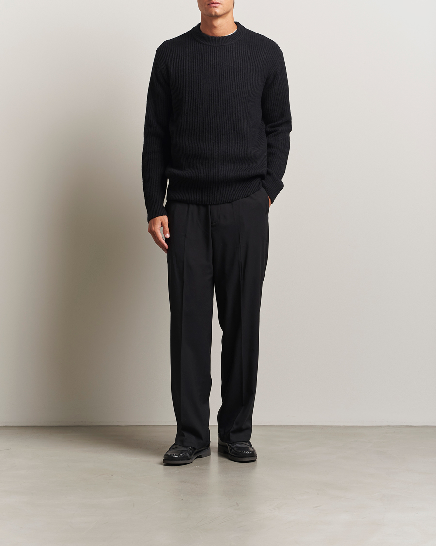 Heren | Truien | LES DEUX | Eddie Wool Rib Crewneck Black