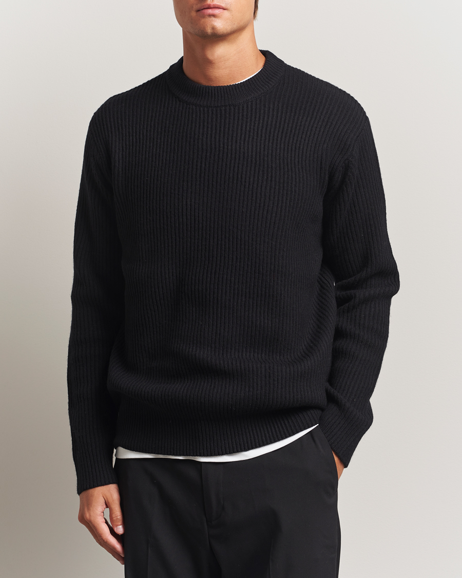 Heren | Truien | LES DEUX | Eddie Wool Rib Crewneck Black