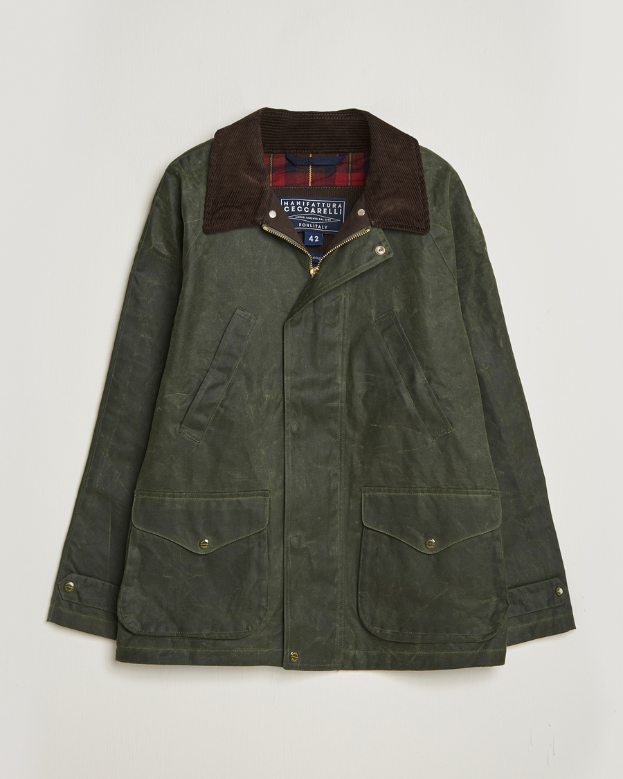 Heren | Jassen | Manifattura Ceccarelli | Rain Caban Wax Cloth Dark Green