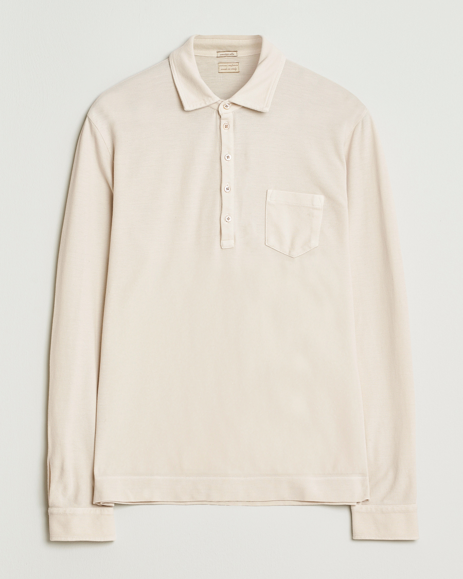 Heren | Polo's | Massimo Alba | Ischia Cotton/Cashmere Long Sleeve Polo Off White