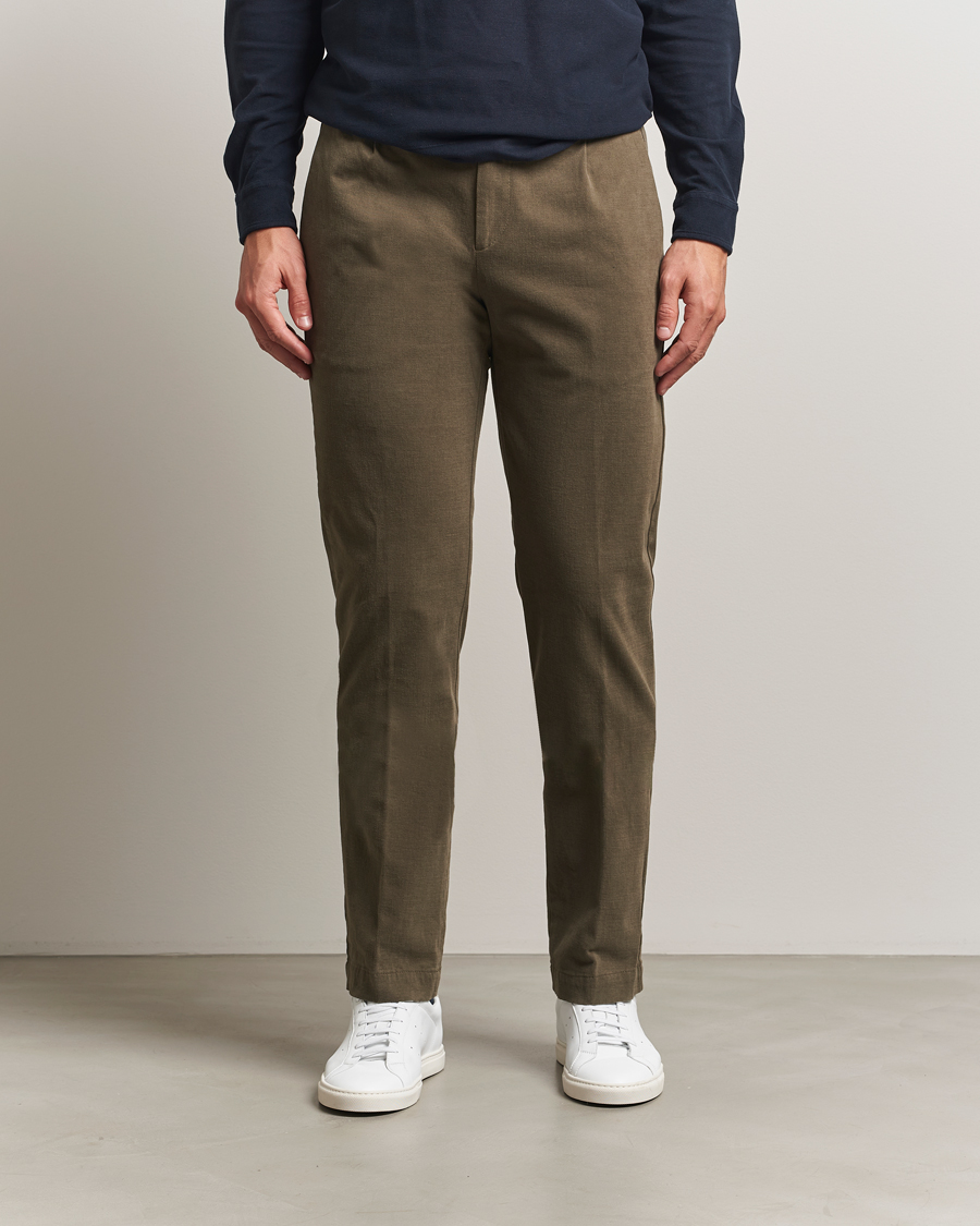 Heren | Broeken | Massimo Alba | Ionio Pleated Moleskine Trousers Military
