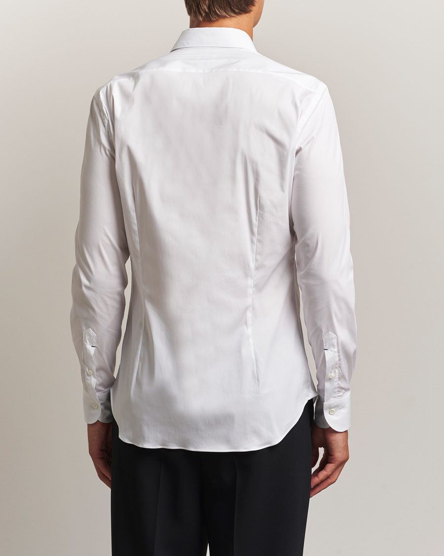 Heren | Overhemden | Mazzarelli | Soft Cotton/Stretch Cut Away Shirt White