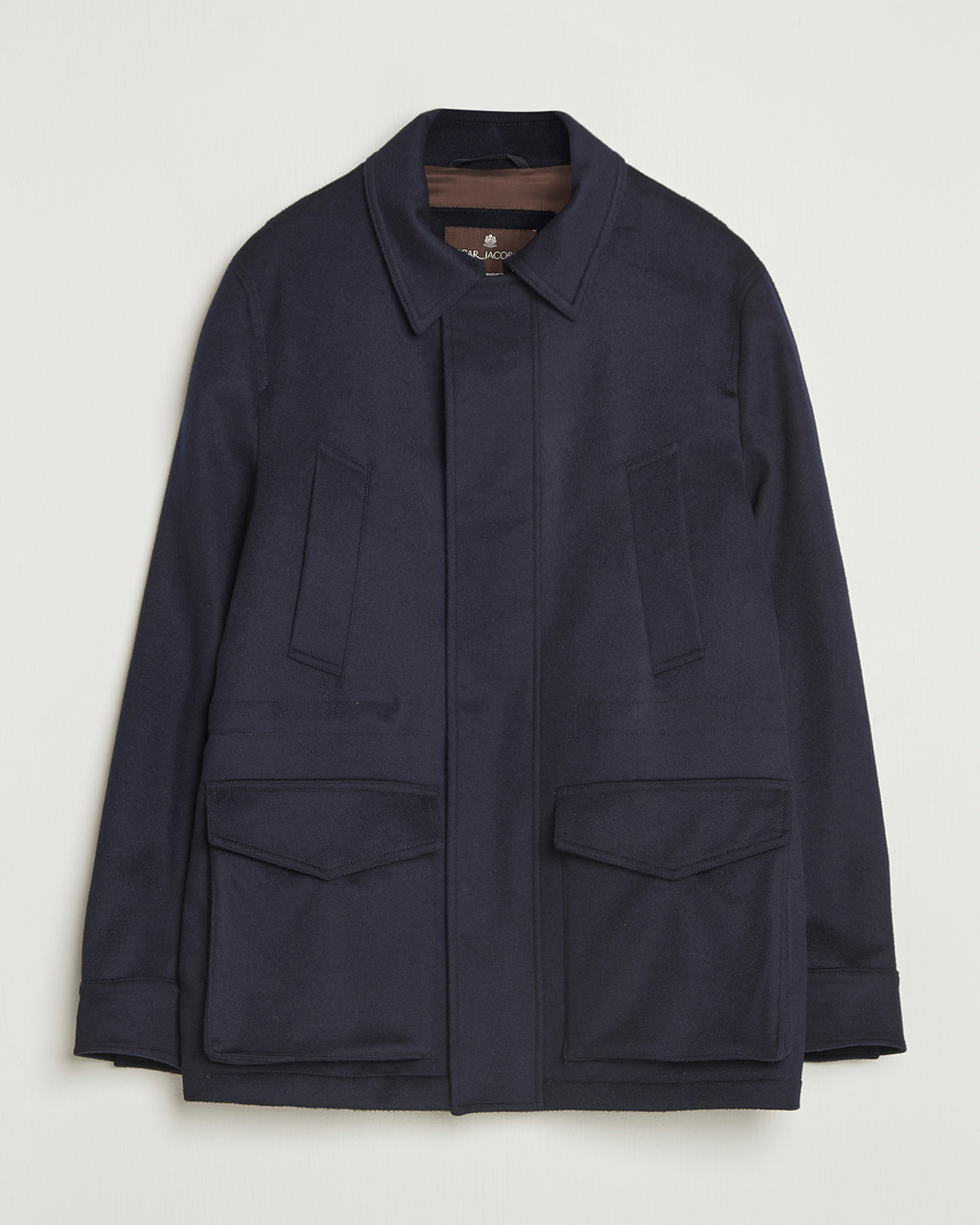Heren | Jassen | Oscar Jacobson | Traveler Wool Jacket Navy