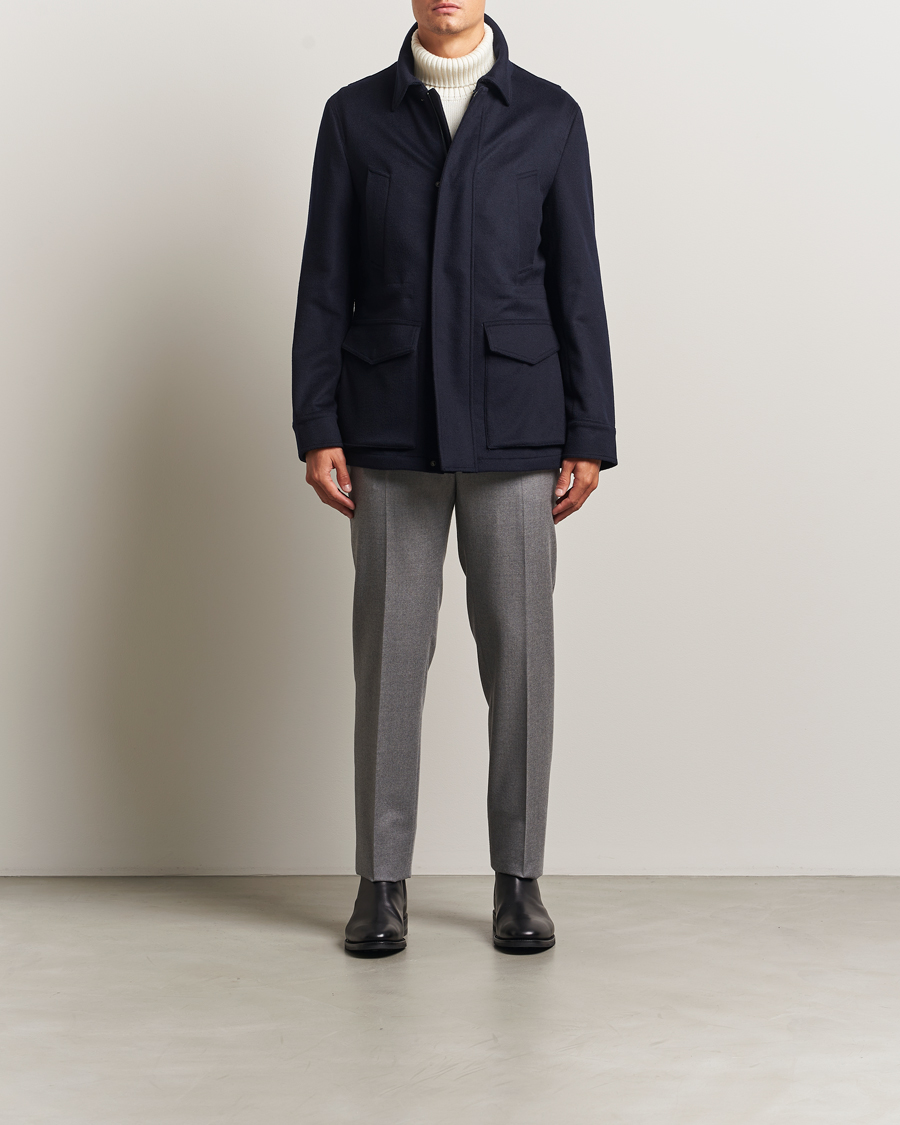 Heren | Jassen | Oscar Jacobson | Traveler Wool Jacket Navy