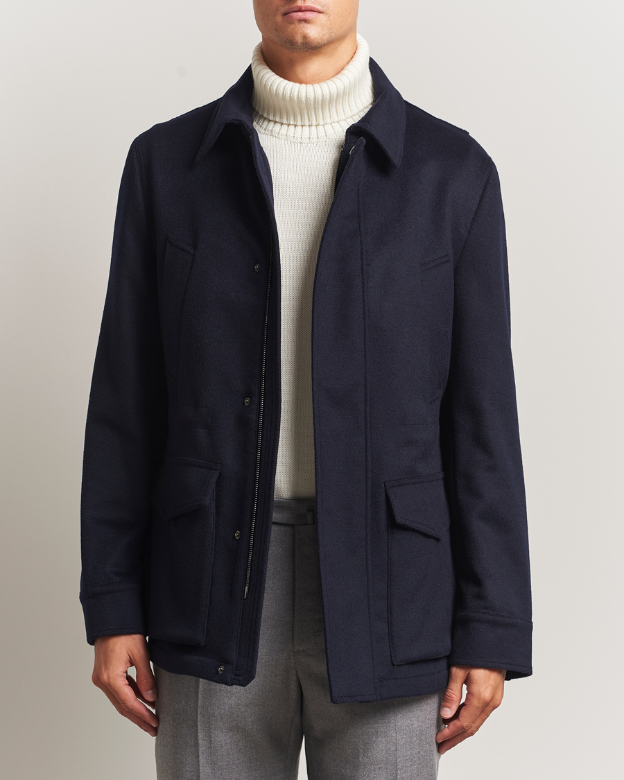 Heren | Jassen | Oscar Jacobson | Traveler Wool Jacket Navy