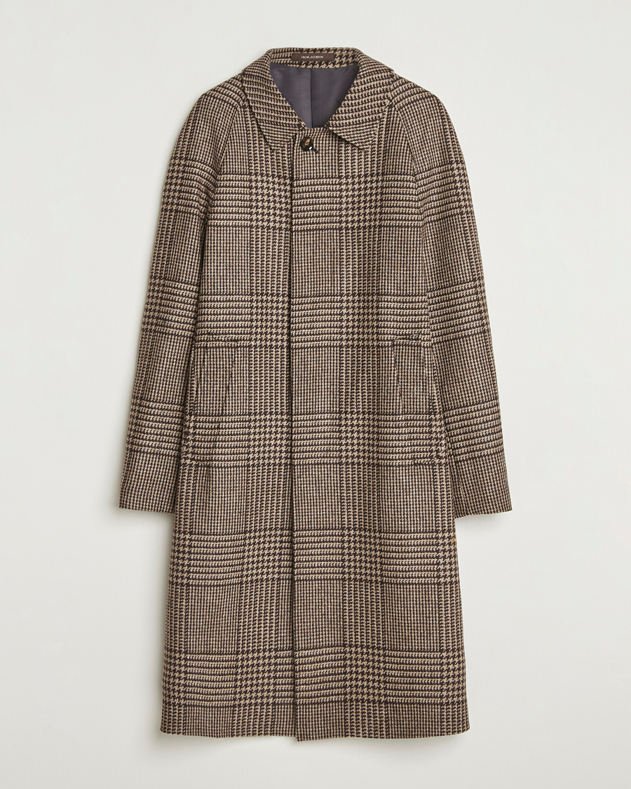 Heren | Jassen | Oscar Jacobson | Raglan Check Wool Coat Brown