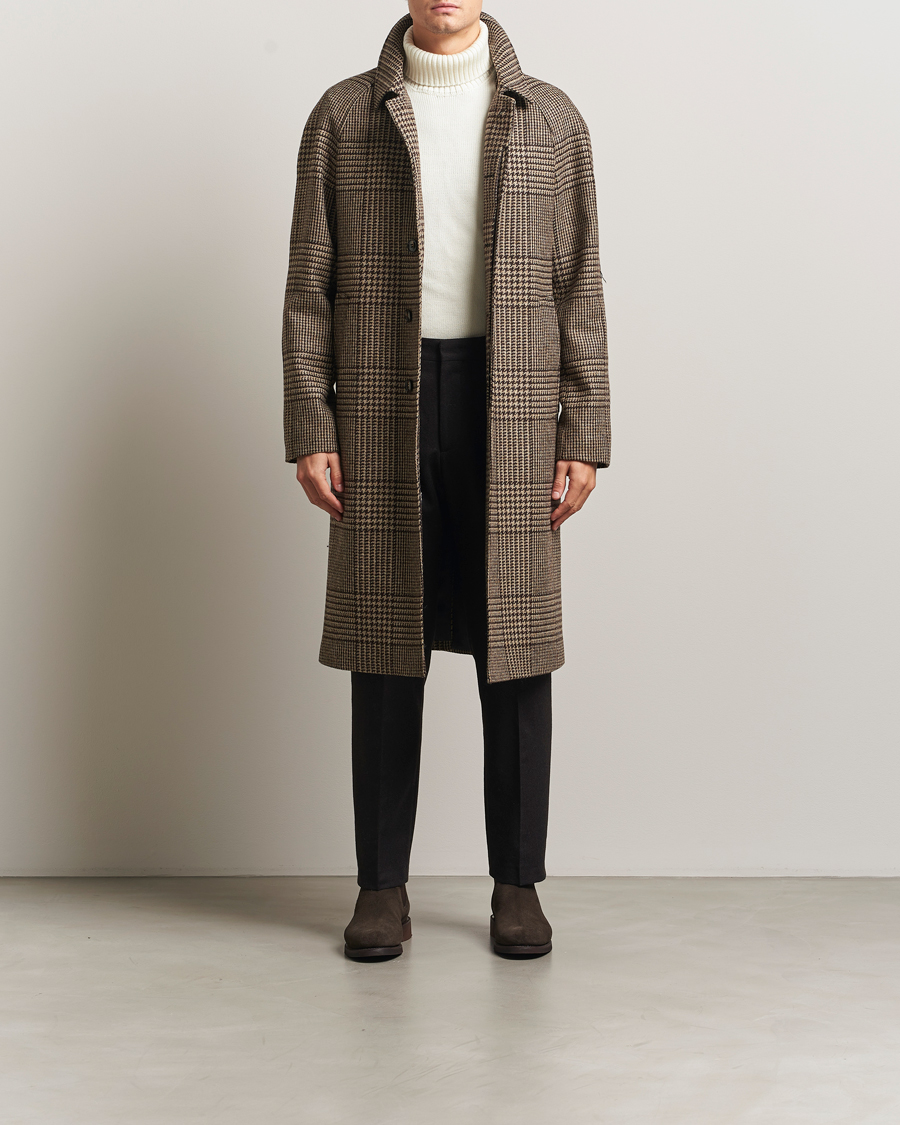 Heren | Jassen | Oscar Jacobson | Raglan Check Wool Coat Brown