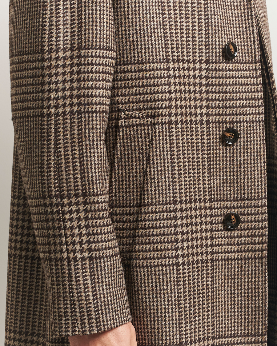 Heren | Jassen | Oscar Jacobson | Raglan Check Wool Coat Brown