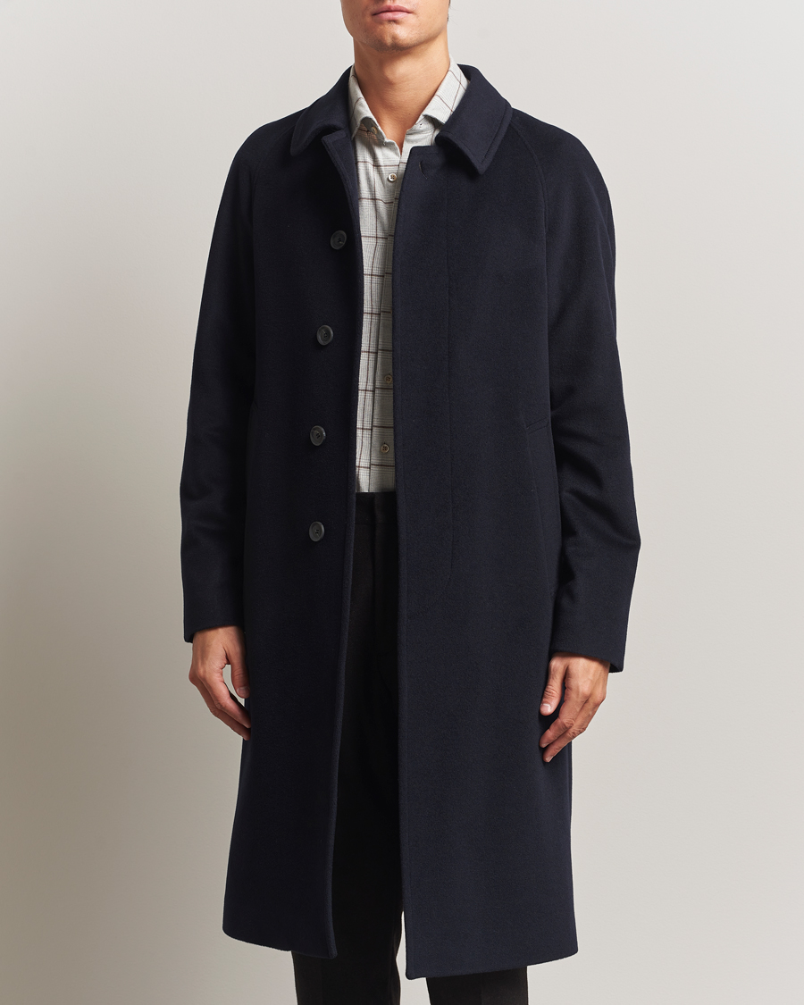 Heren | Jassen | Oscar Jacobson | Raglan Wool Coat Navy
