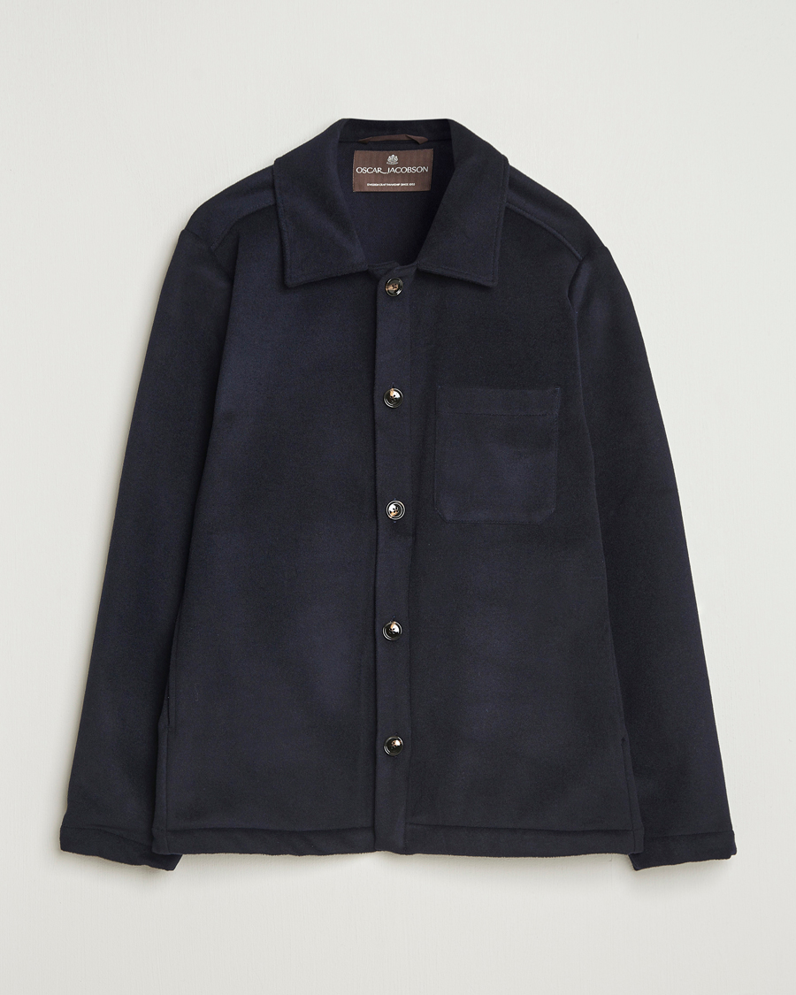 Heren | Jassen | Oscar Jacobson | Maddan Wool/Cashmere Shirt Jacket Navy