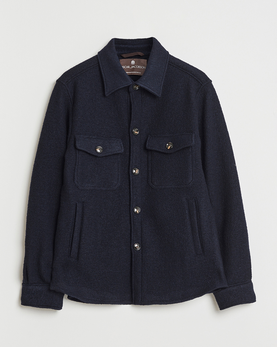 Heren | Jassen | Oscar Jacobson | Maverick Boiled Wool Shirt Jacket Navy