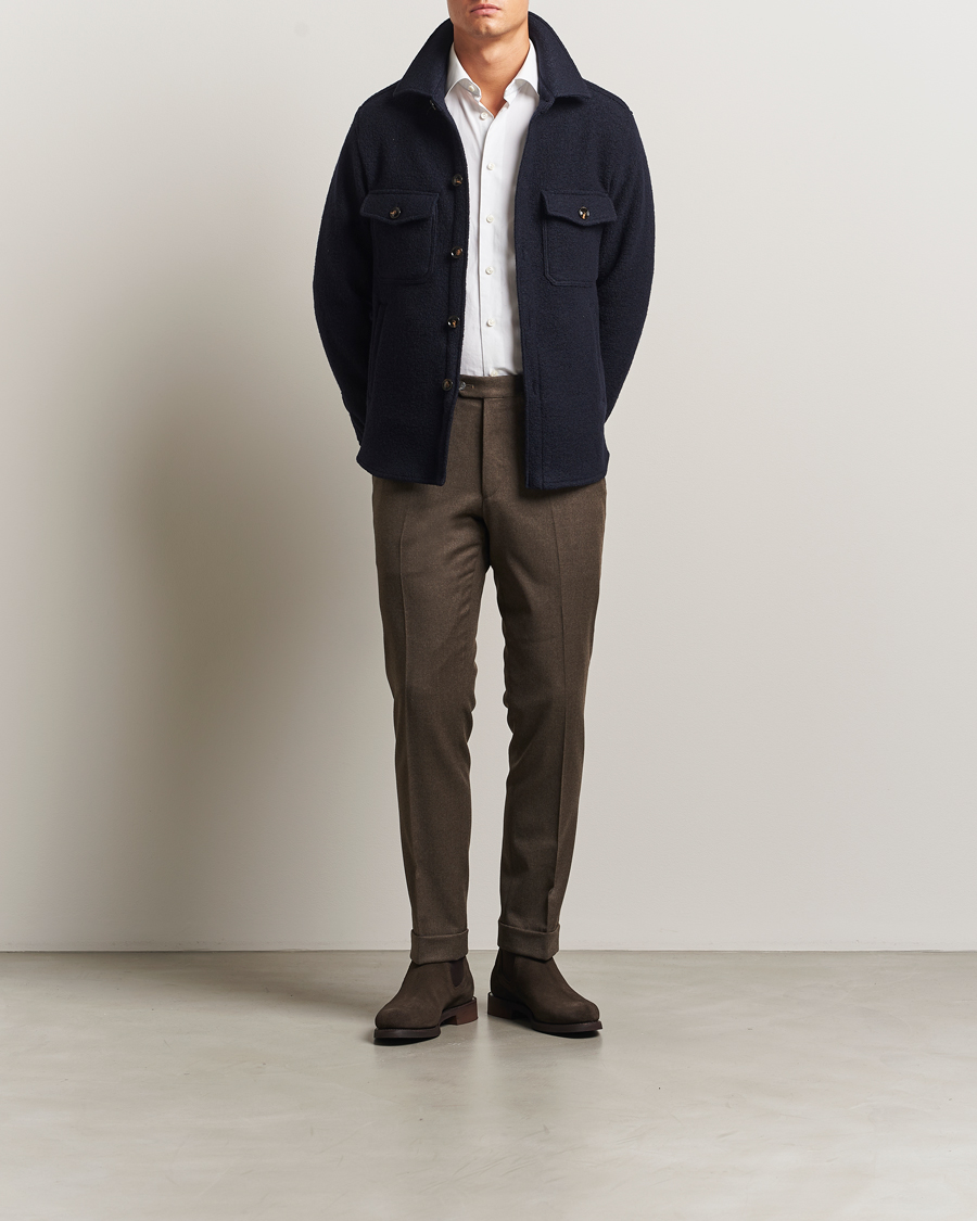 Heren | Jassen | Oscar Jacobson | Maverick Boiled Wool Shirt Jacket Navy