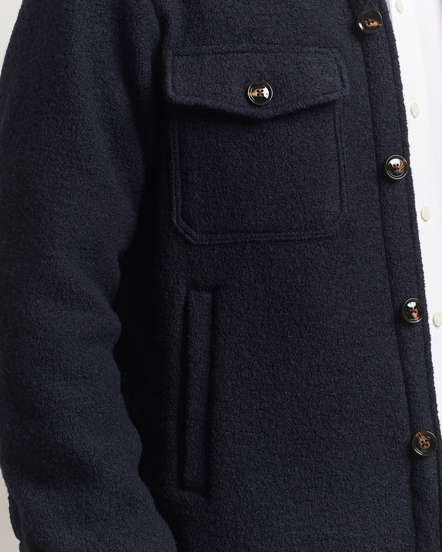 Heren | Jassen | Oscar Jacobson | Maverick Boiled Wool Shirt Jacket Navy