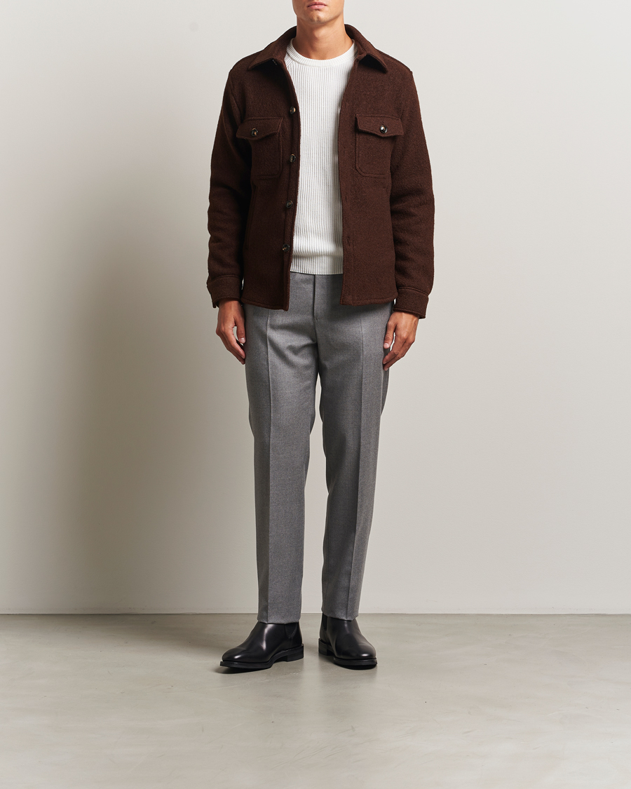 Heren | Jassen | Oscar Jacobson | Maverick Boiled Wool Shirt Jacket Brown