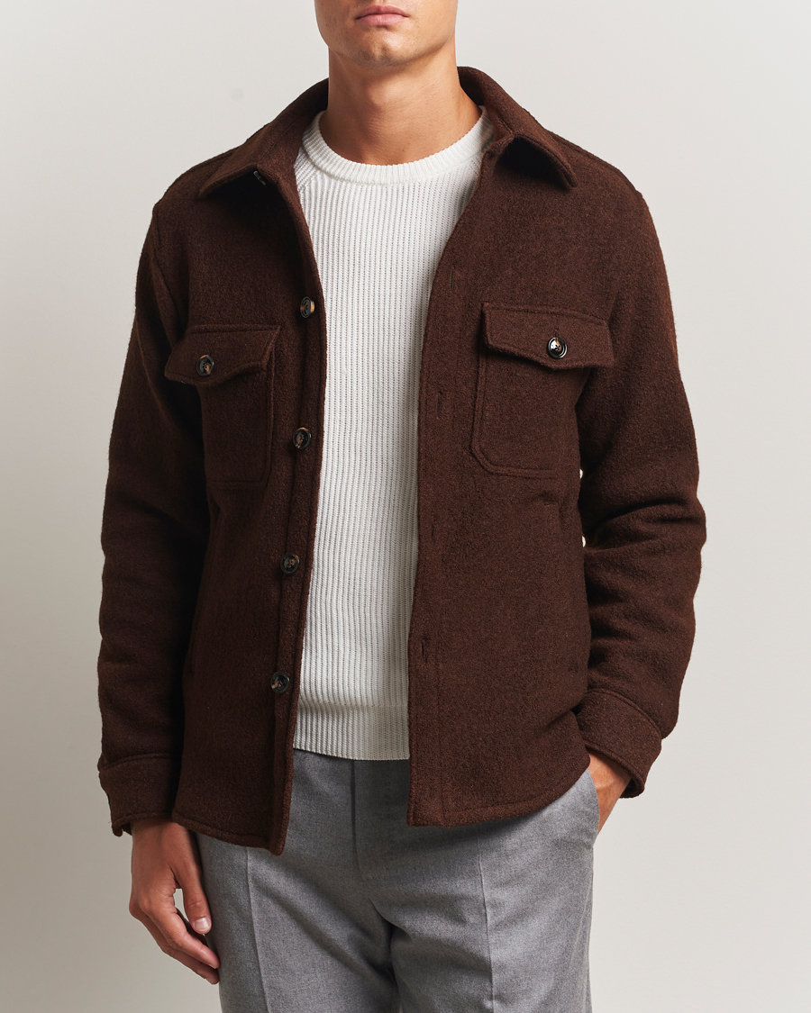 Heren | Jassen | Oscar Jacobson | Maverick Boiled Wool Shirt Jacket Brown