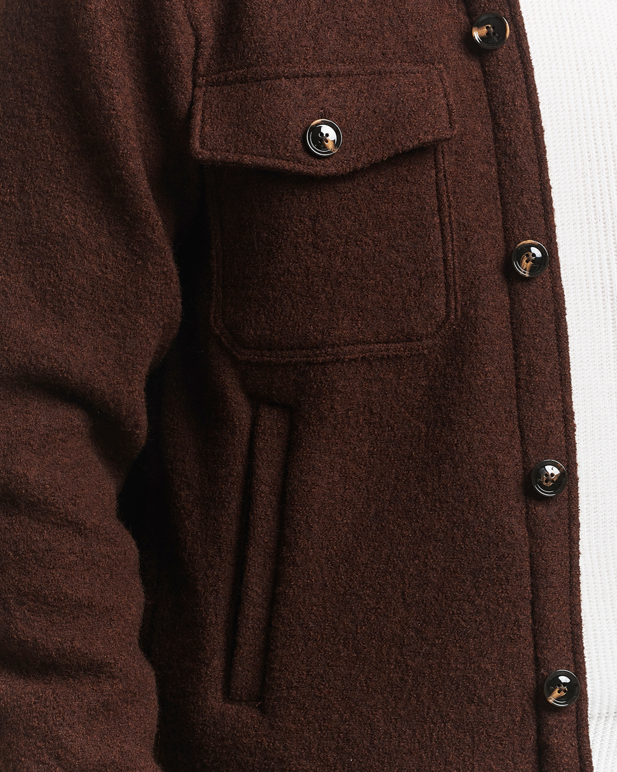 Heren | Jassen | Oscar Jacobson | Maverick Boiled Wool Shirt Jacket Brown