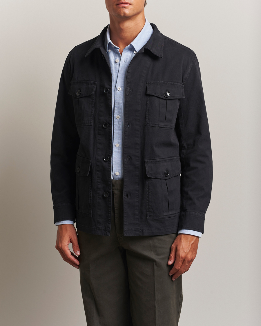 Heren | Overhemden | Oscar Jacobson | Safari Shirt Jacket Black