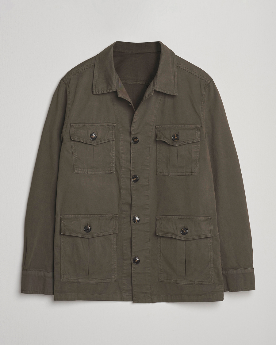 Heren | Overhemden | Oscar Jacobson | Safari Shirt Jacket Olive