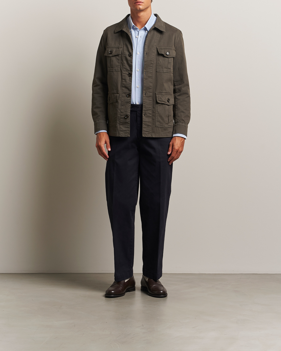 Heren | Overhemden | Oscar Jacobson | Safari Shirt Jacket Olive